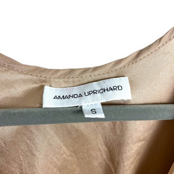 Amanda Uprichard Dress Womens Small Nude Silk Sleeveless Romantic Faux Wrap - Picture 8 of 13
